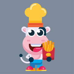 Fototapeta premium Funny cartoon cow flat design illustration