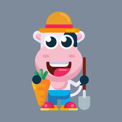 Funny cartoon cow flat design illustration