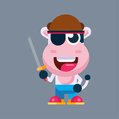 Funny cartoon cow flat design illustration