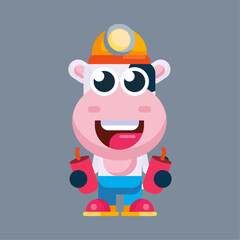 Funny cartoon cow flat design illustration
