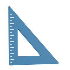 blue triangle ruler 3d render icon