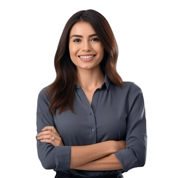 Confident businesswoman isolated on transparent background.