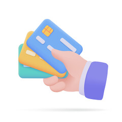 Hand holding a phone. online payment by credit card cashless society Scan QR code to pay online. 3D illustration.