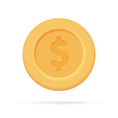 Dollar money 3D icon. spending money on purchases Coins and banknotes. 3D illustration
