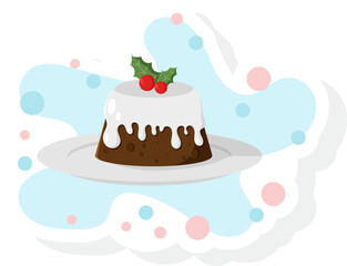 Chocolate Winter Cake Sticker Vector Illustration