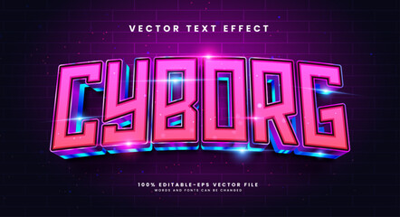 Luxury cyborg 3d editable vector text effect. Modern concept text effect, with combination blue techno colors. - obrazy, fototapety, plakaty