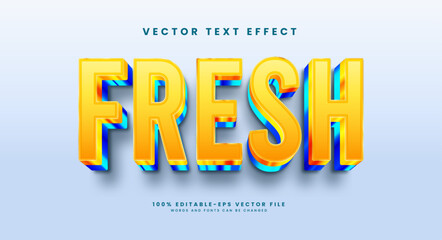Naklejka na ściany i meble Fresh elegant 3d editable vector text effect, with yellow and blue combination colors.