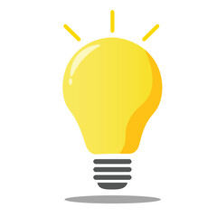 A set of light bulb icon on white background. Idea symbol. Electric lamp, light, innovation, solution, creative thinking, electricity. Outline, flat and colored style. Flat design.