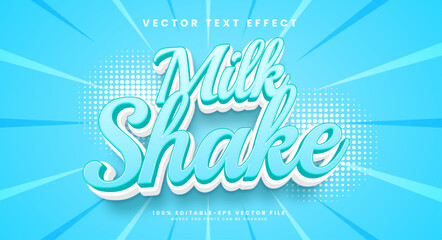 Blue milk shake 3d editable vector text effect.