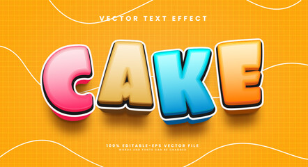 Sweet colorful cake, 3d editable vector text style effect.