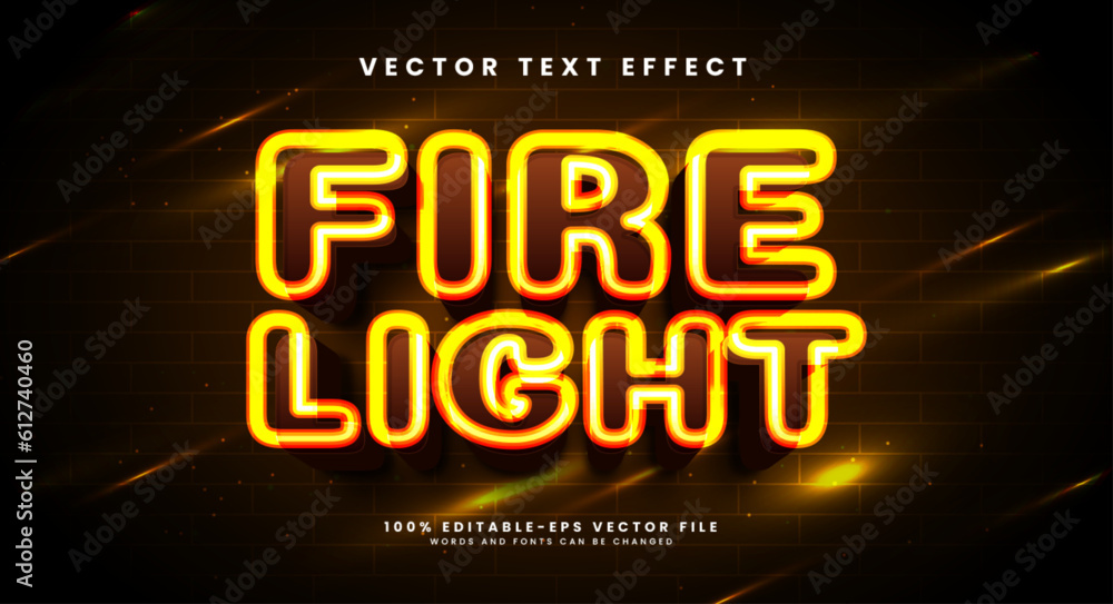 Poster fire light 3d editable vector text effect, with red light color theme.