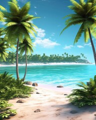 beach with palm trees