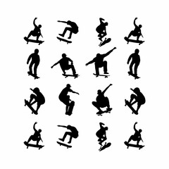 set of skateboard vector silhouette © erick