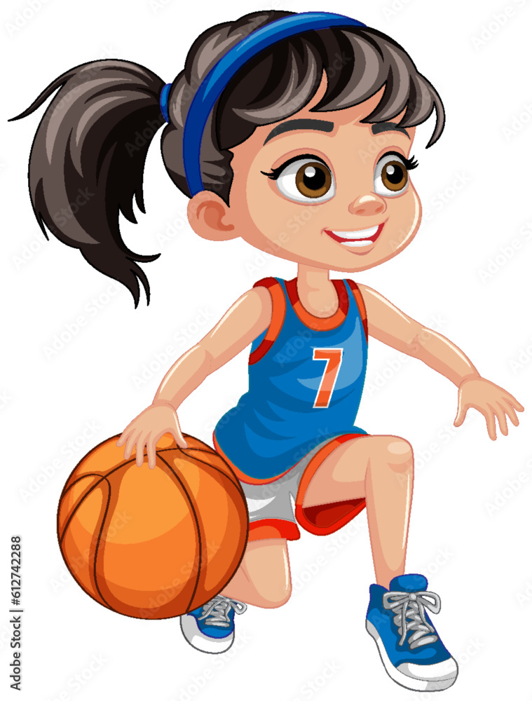 Wall mural Cute Girl Playing Basketball