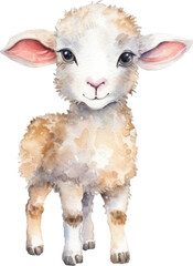 Cute Lamb Watercolor Illustration. Generative AI