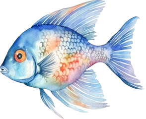 Colorful Fish Watercolor Illustration. Generative AI