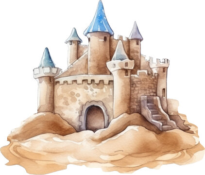 recommend clip art: Sandcastle Watercolor Illustration. Generative AI