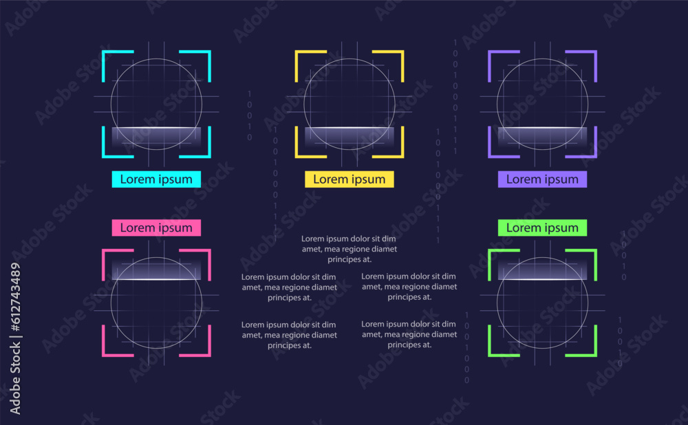 Aufkleber biometric technology infographic chart design element set. abstract vector symbols for infochart wit