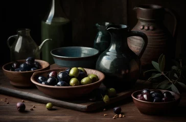 Foto op Plexiglas Olives and olive oil © Ramon Grosso