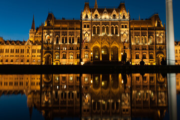 Fototapeta na wymiar Parliament building in Budapest, Hungary, Night Photo, Long Exposure.