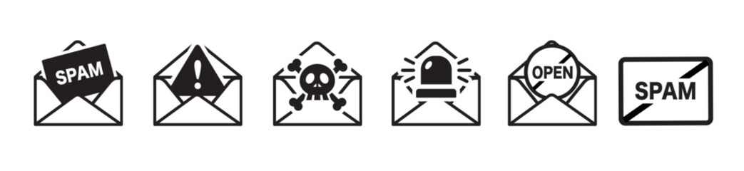 Spam mail icon collection vector 