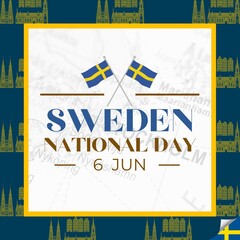 Celebrate June 6th Sweden National Day (Written in Swedish character). Greeting card vector illustration.
