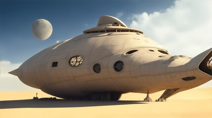 Obraz premium Starship before 1000 years earlier on the Earth.