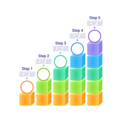 Skills development infographic chart design template. Abstract infochart with copy space. Instructional graphics with 5 step sequence. Visual data presentation. Roboto Medium, Light fonts used