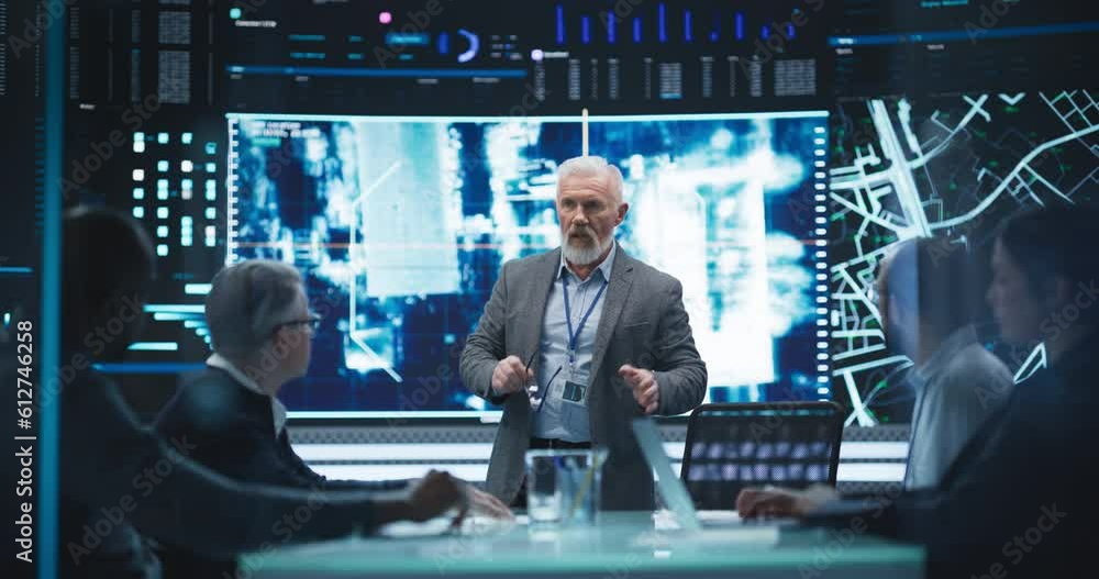 Poster Diverse Group of Cybersecurity Experts Monitoring an Active Operation with Satellite Tracking Technology. Surveillance Office with Multiethnic Specialists Tracking a Target Vehicle in Urban Terrain