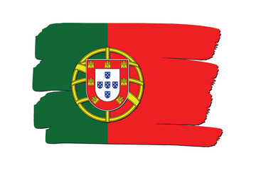 Portugal Flag with colored hand drawn lines in Vector Format