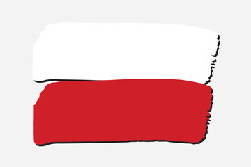 Poland Flag with colored hand drawn lines in Vector Format