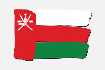 Oman Flag with colored hand drawn lines in Vector Format