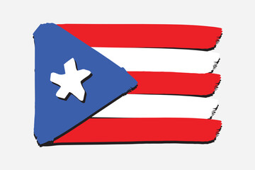 Puerto Rico Flag with colored hand drawn lines in Vector Format