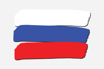 Russia Flag with colored hand drawn lines in Vector Format