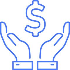 Hand hold money line icon