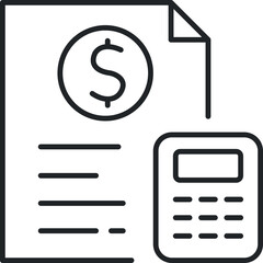 Money calculator line icon