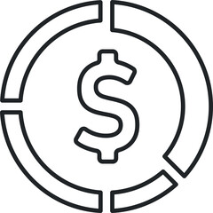 Money pie chart line icon