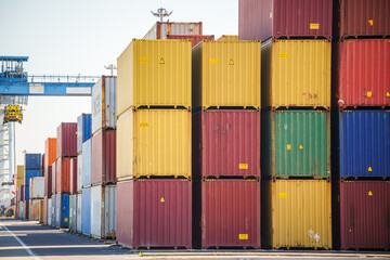 Shipping containers stacked