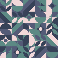 Simple Geometric Seamless Pattern Abstract Mosaic Ornament Decorative Wall Background Pop Modern Vector Soft Color Purple Green