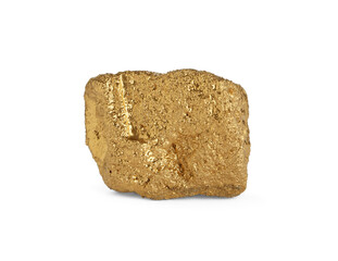 One beautiful gold nugget on white background