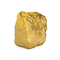 One beautiful gold nugget on white background