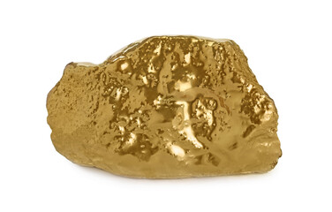 One beautiful gold nugget on white background