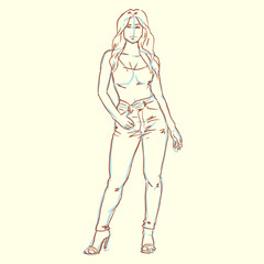 illustration of a woman posing vector for card illustration decoration