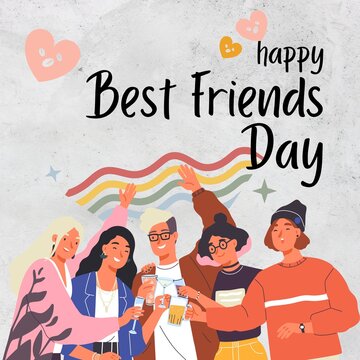 Happy Best Friends Day Vector Template Design For Banner Greeting Cards Or Print Stock Illustration