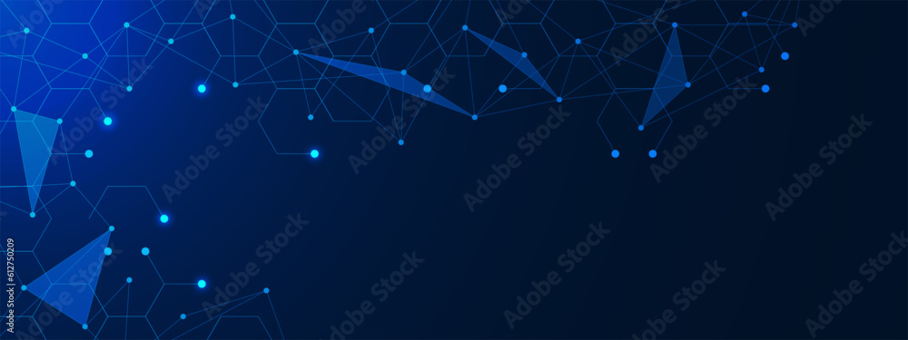 Poster abstract geometric background with hexagonal pattern and plexus. scientific, chemistry, medical inno