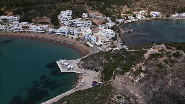 Village and port of Kapsali on the Greek island of Kythira from the air