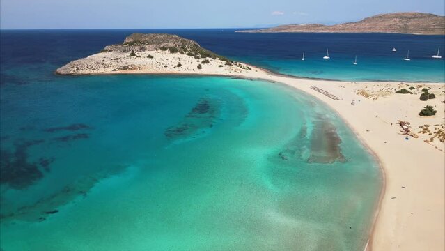 Fragos and Simos beach on Greek island Elafonisos with crystal clear blue water
