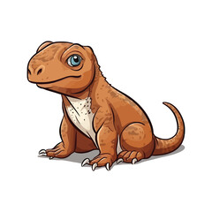 Playful Komodo Dragon: Delightful 2D Illustration of a Curious and Energetic Reptilian Adventurer