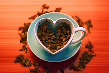 Love in Future: Tea Leaves Heart Shape?. Photo generative AI