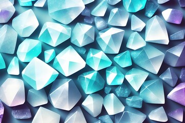 Scattering of semiprecious stones. Blue gems background. Generative AI